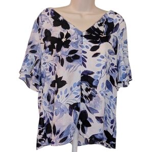 Ivanka Trump Blue and White Boxy Blouse